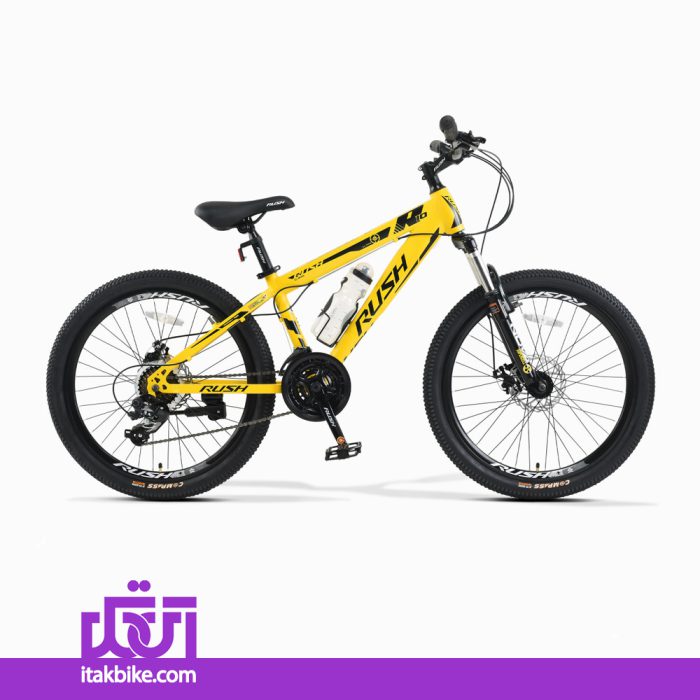 دوچرخه کوهستان برند راش سایز 24 رنگ زرد با ترمز دیسکی