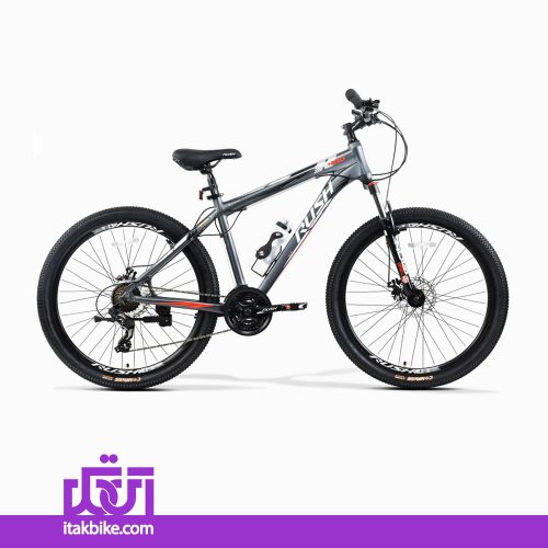 دوچرخه کوهستان برند راش سایز 27.5 رنگ خاکستری ترمز دیسکی بدنه آلومینیومی