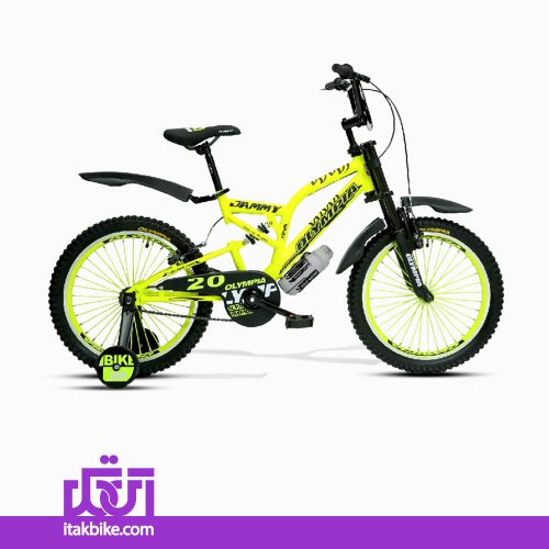 دوچرخه کودک OLYMPIA سایز 20 رنگ فسفری مدل JAMMY