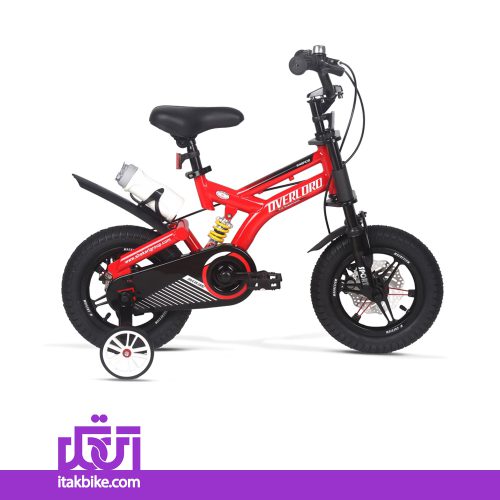 دوچرخه کودک اورلرد سایز 12 دو کمک فنر رنگ قرمز