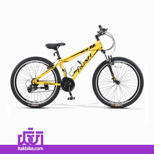 دوچرخه کوهستان برند راش سایز 26 رنگ زرد ترمز ویبرک